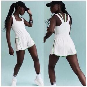 Free People Movement romper white green easy tiger shortsie Size XL